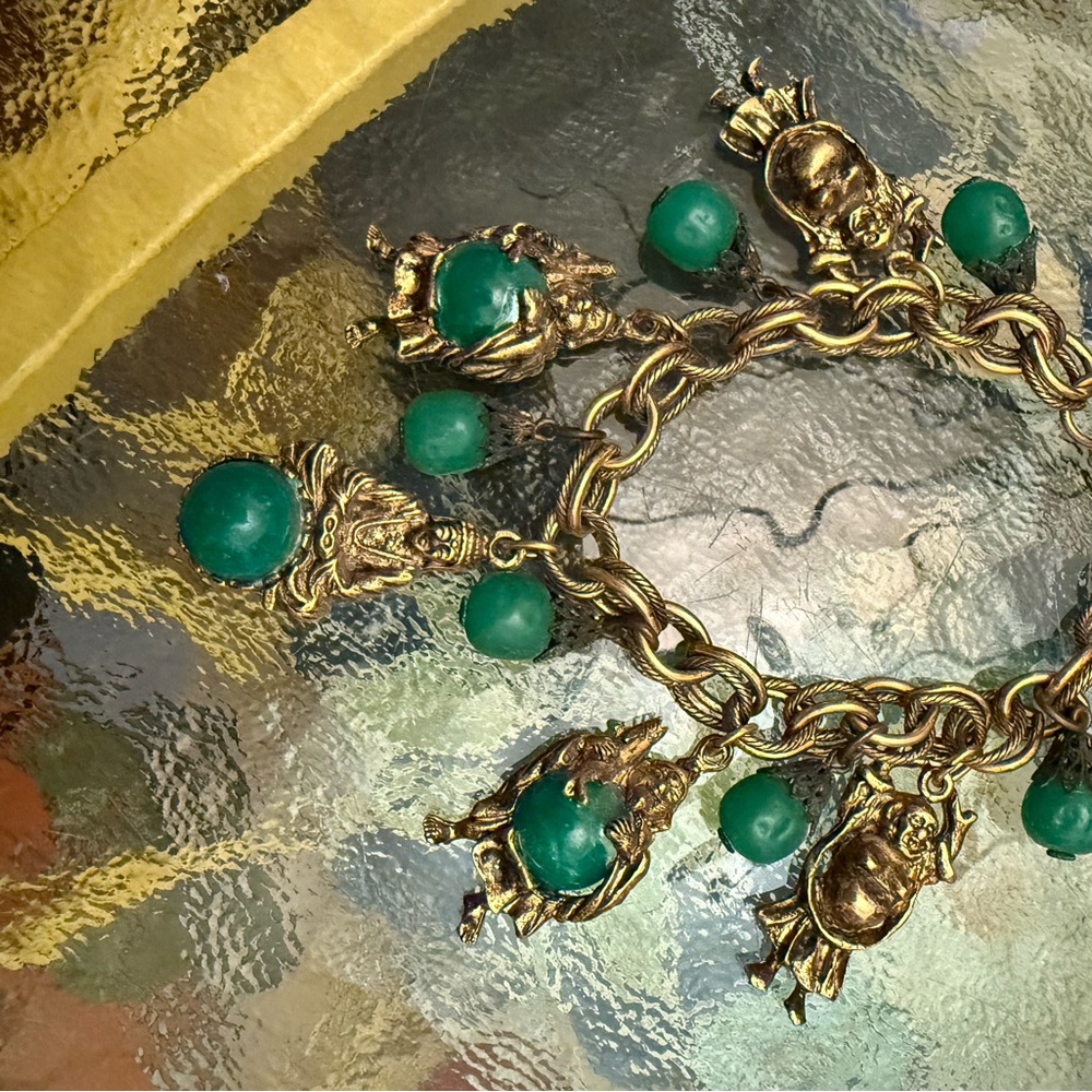 Buddha vintage charm bracelet multi Buddha dangle charms So lovely on wrist